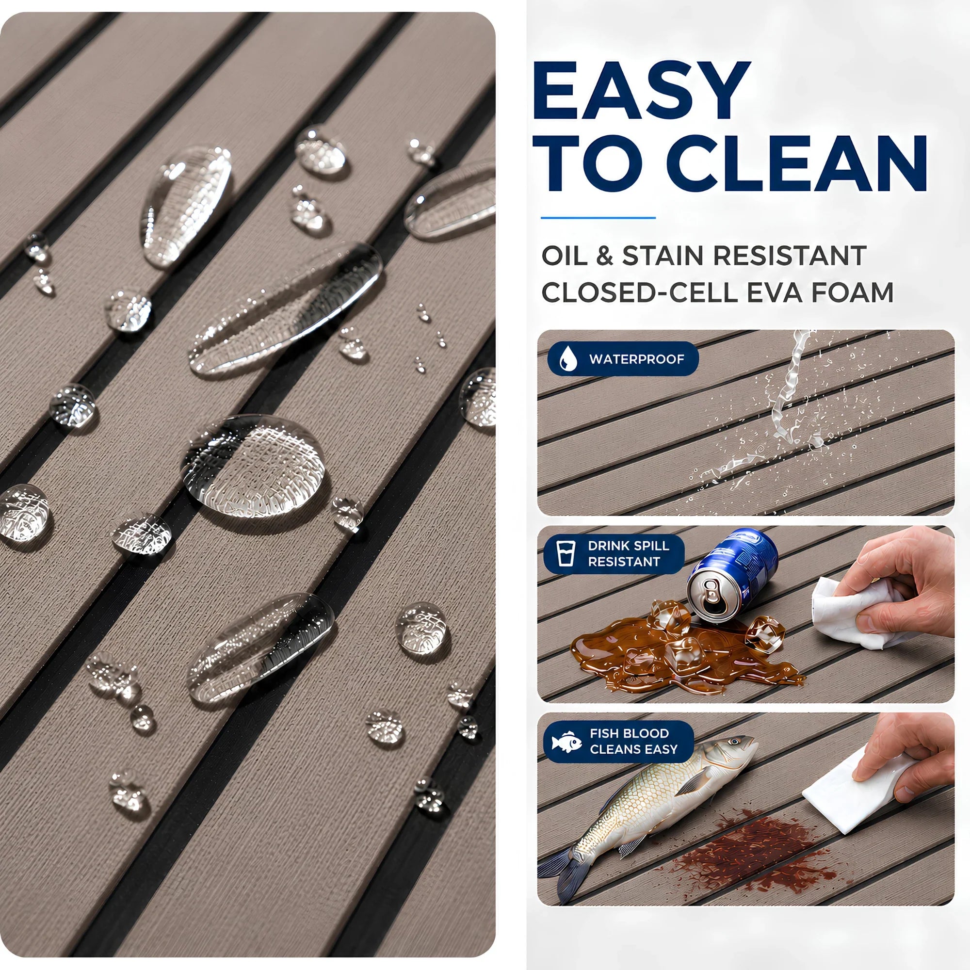 Faux Teak Stripe EVA Foam Boat Flooring