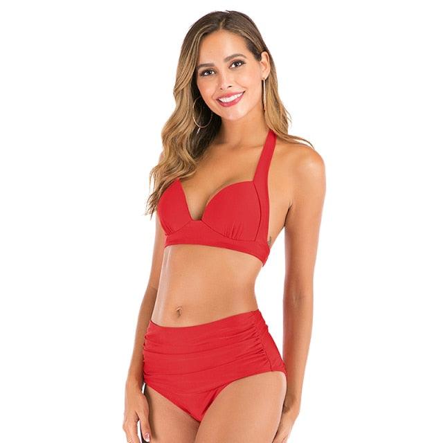 High Waist bikini Set Two Piece Bath Suit Athletic V Neck Swimwear Vintage Halter Swimming Suits Halter Bathing Suit Woman Swimsuit Female Plus Size Bikini Floral Print Swimwear Women New