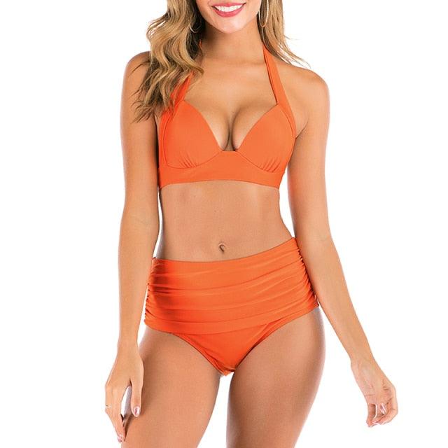 High Waist bikini Set Two Piece Bath Suit Athletic V Neck Swimwear Vintage Halter Swimming Suits Halter Bathing Suit Woman Swimsuit Female Plus Size Bikini Floral Print Swimwear Women New